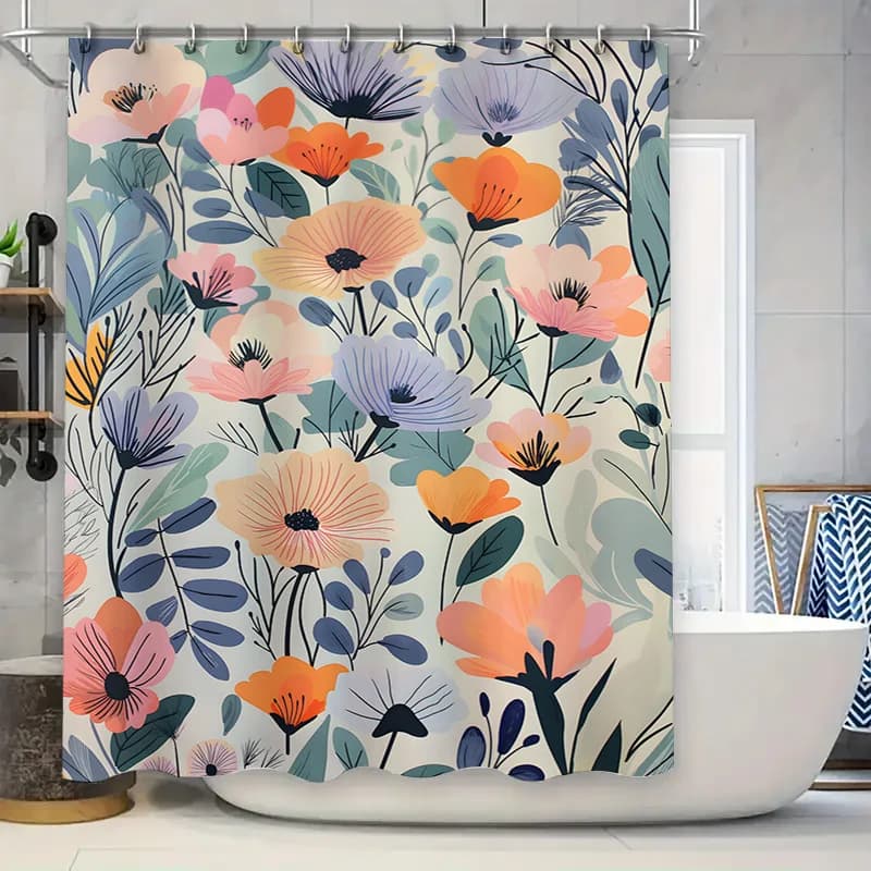 Affascinante decorazione da bagno con tenda da doccia con stampa floreale per bagno moderno