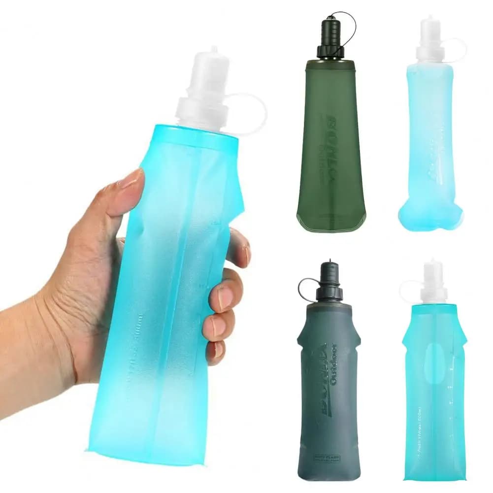Bottiglie d'acqua pieghevoli da 250/500ML custodia per l'acqua in TPU borraccia pieghevole senza BPA per la corsa escursionismo ciclismo arrampicata muslimeardraggig
