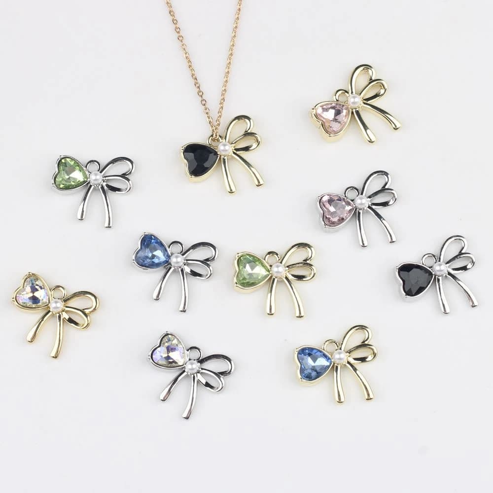 10pcs Fashion Hollow Out Bow Shape Pendant Jewelry Making Accessories Handmade DIY Earring Ornament Necklace Bracelet Craft