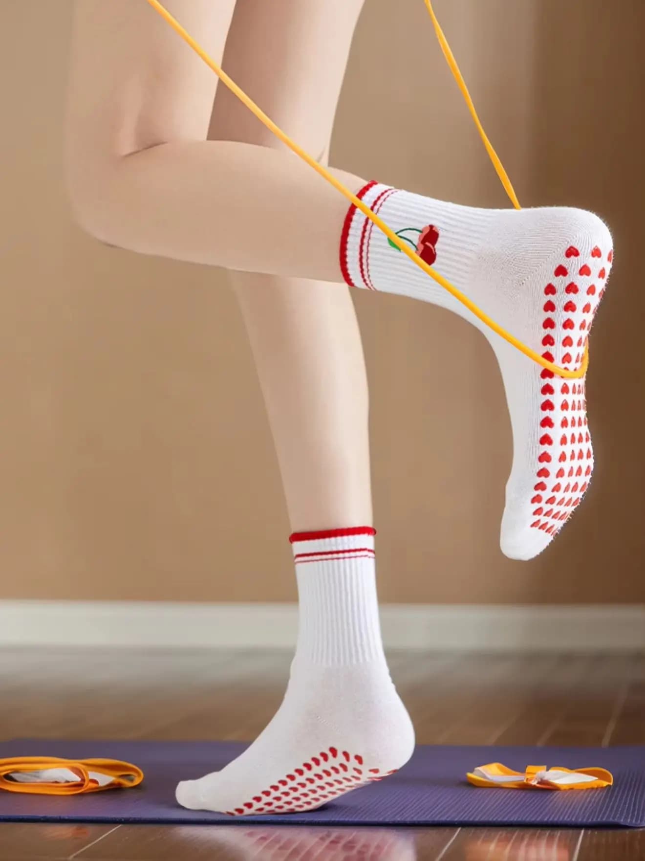 5 pairs Cross-Border Professional Yoga Socks, Cotton Strapping Silicone Anti-Slip Pilates Fitness Dance Floor Socks