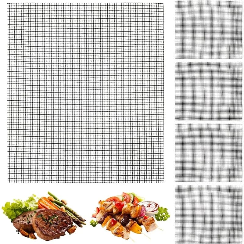 Mesh Grill Mat - Set of 5 Non Stick BBQ Outdoor Grilling Mats,,Reusable Easy To Clean - Works on Gas, Charcoal, Pellet Grill