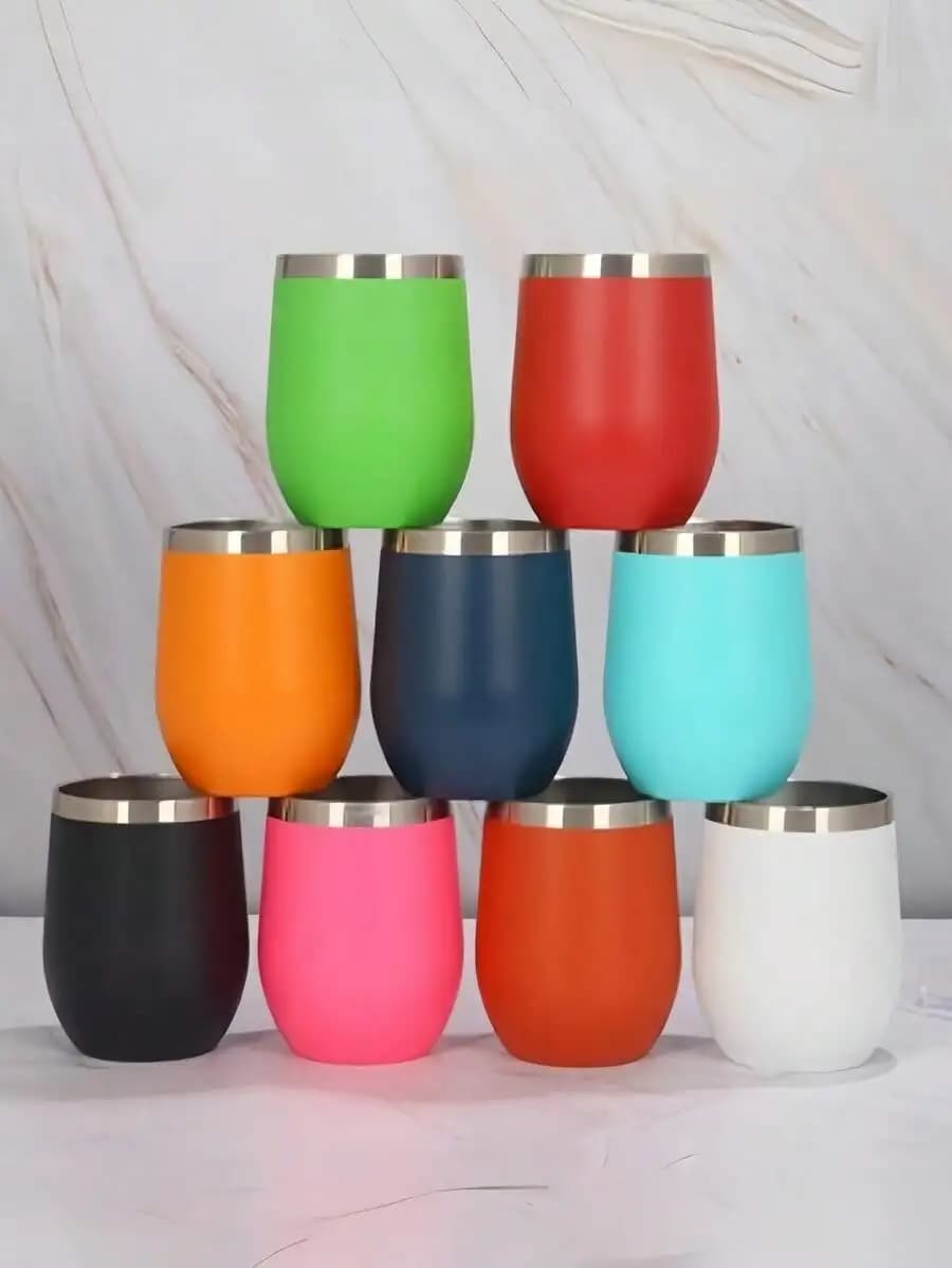 1 tazza per acqua/birra/vino, bicchiere da vino da 12oz/350ML con coperchio a pressione, bicchieri da vino isolati senza stelo, in acciaio inossidabile a doppia parete sottovuoto