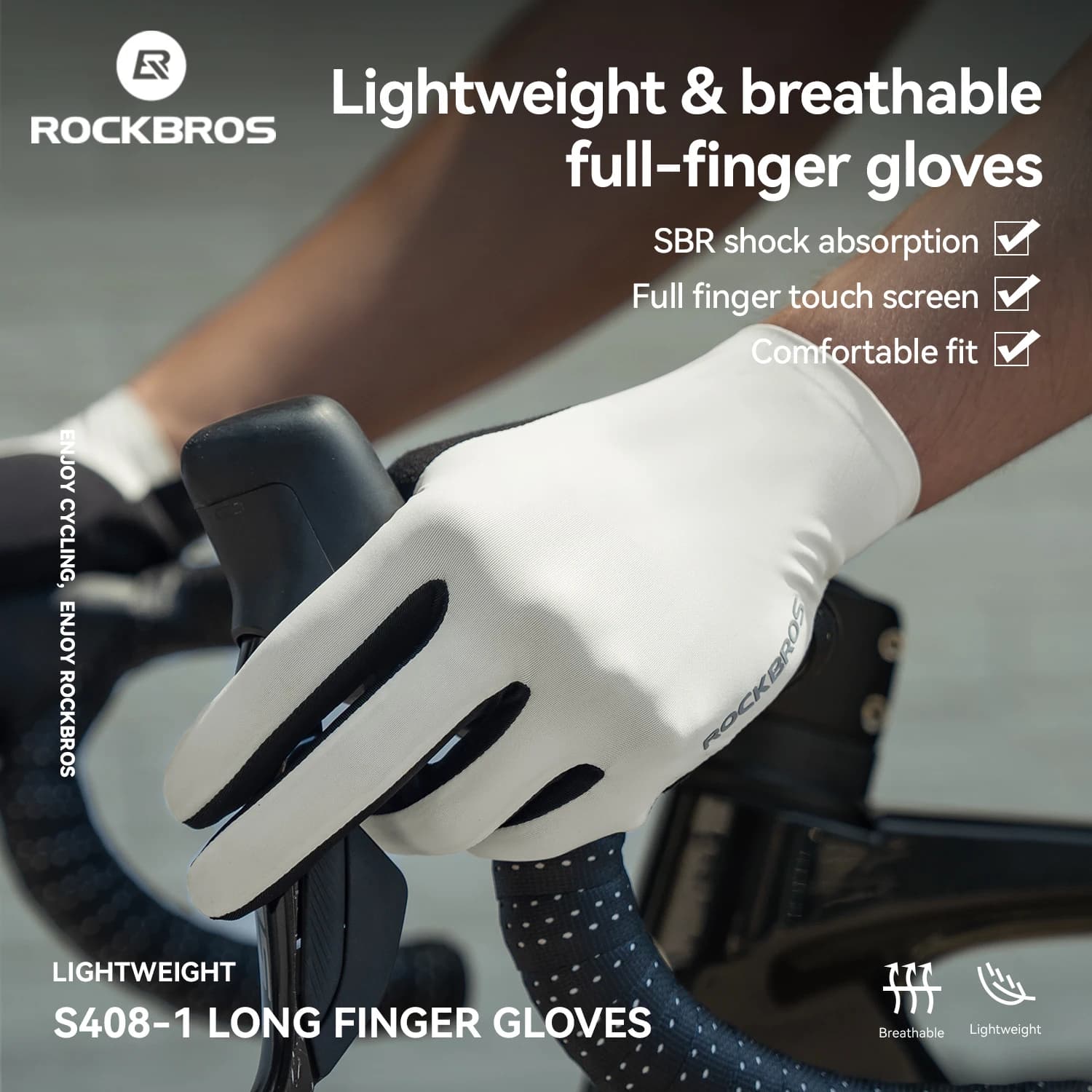 ROCKBROS Cycling Gloves Spring Summer Lightweight and Breathable Integral Gloves with Urti Absorption SBR