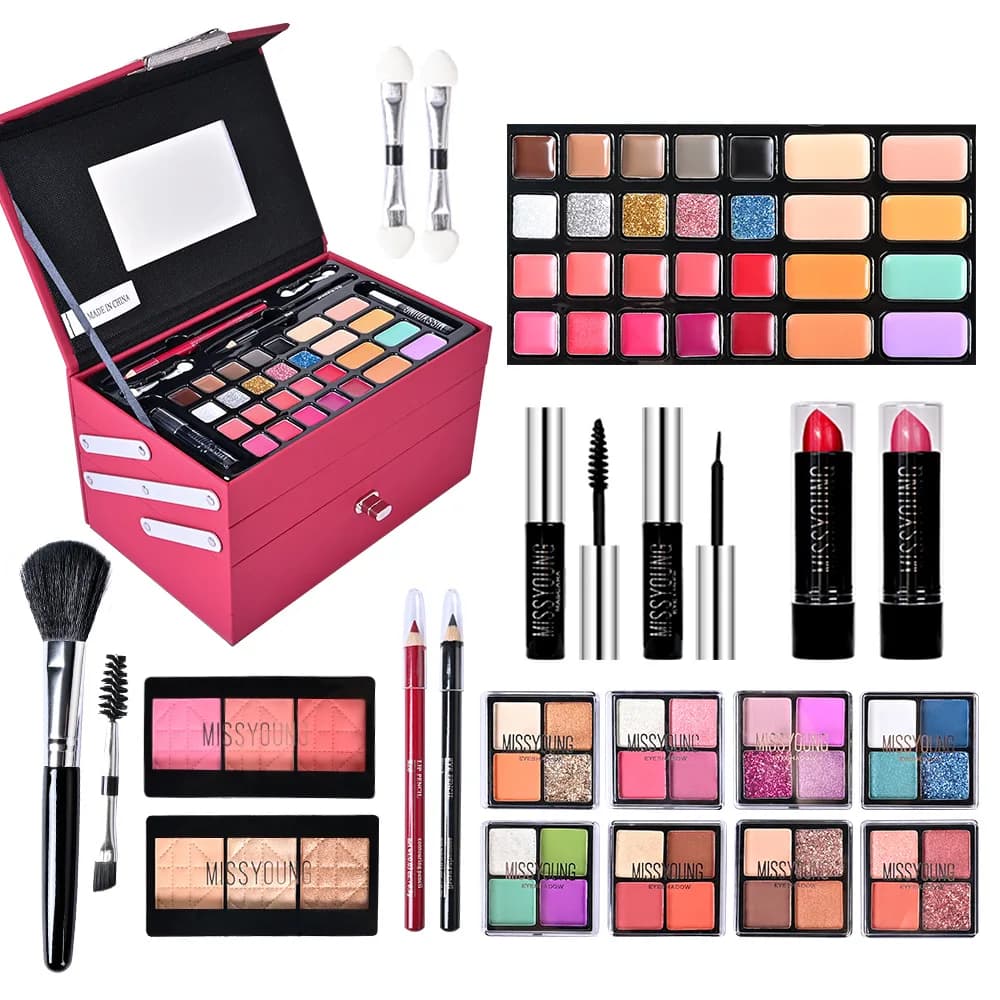 Makeup Set 76 Color Eye shadow Palette Eyebrow Pencil Eyeliner Pen Mascara With Makeup Brushes Cosmetics Makeup Tool Box Gift