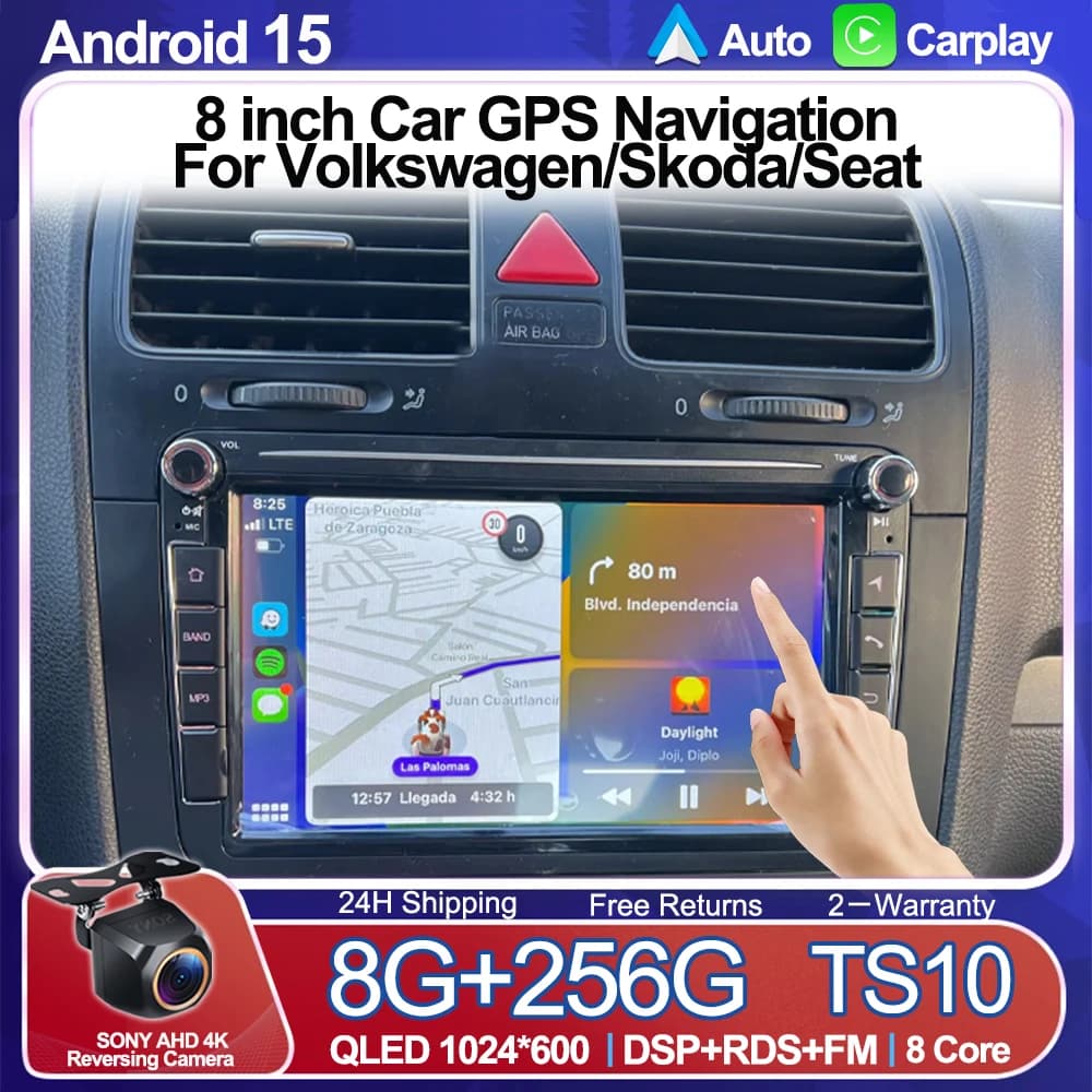 8 "Radio Per Auto Android 15 Per VW Volkswagen Skoda Octavia Golf 5 6 Touran Passat B6 Polo Jetta Universale Multimedia Carplay Wifi 5G