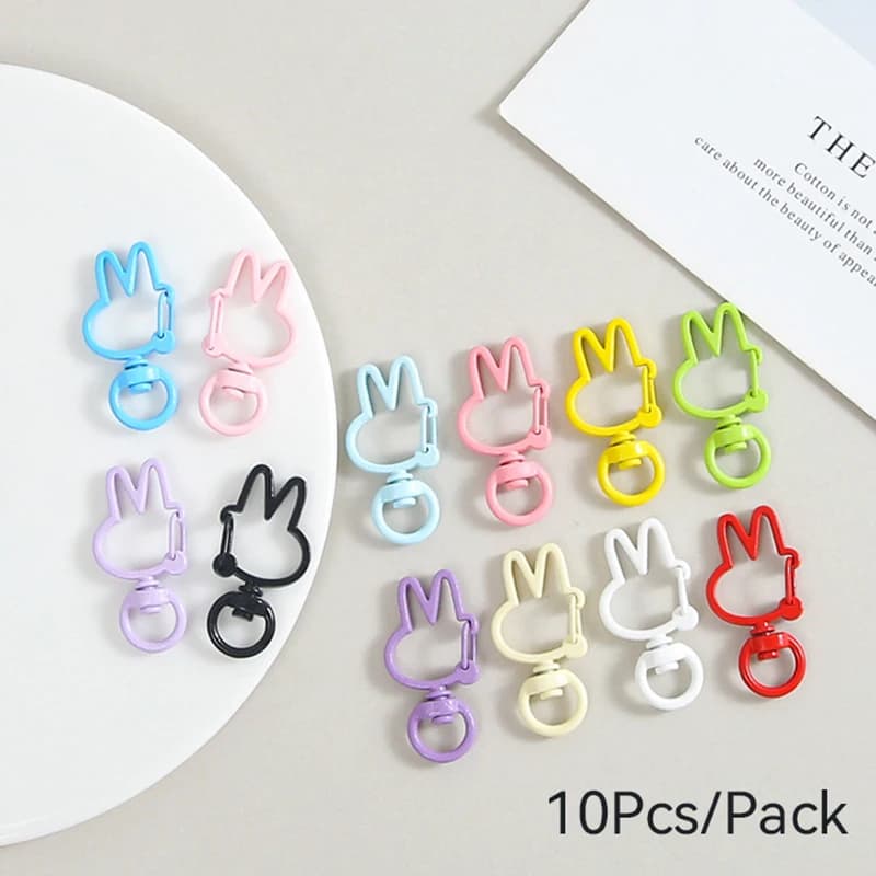 Unique 10Pcs/Pack Rabbit Buckle Accessories For Keyring Making Alloy Protable Hanging Clasp DIY Friendship Key Backpack Trinkets