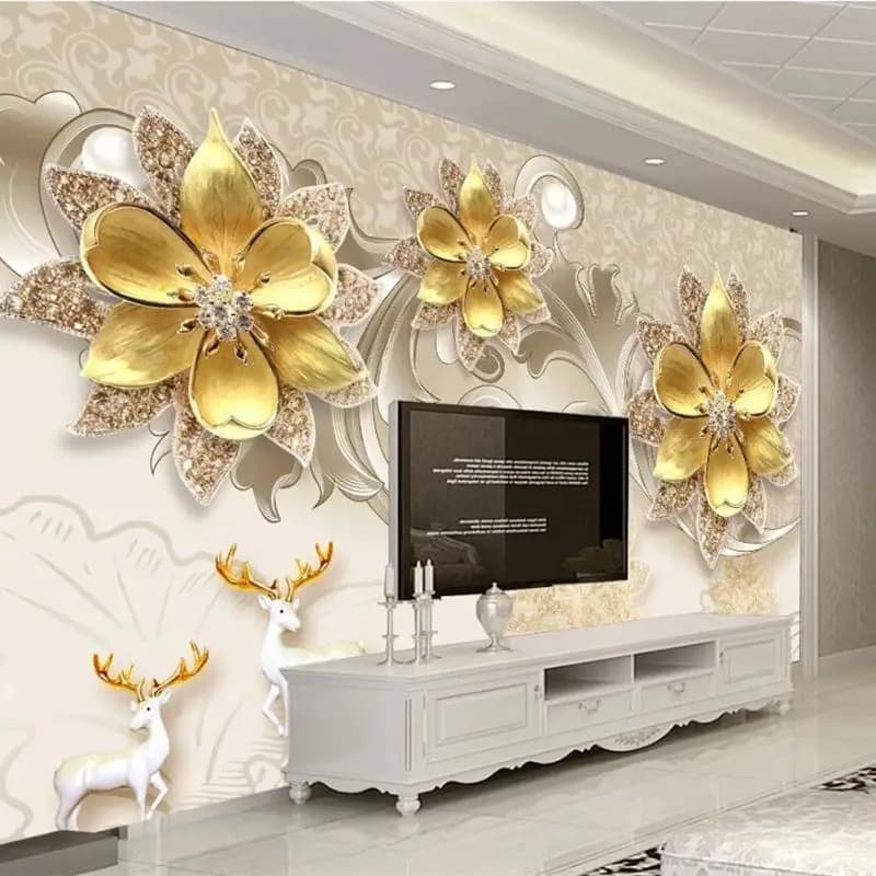 Wall Customized 3d wallpaper atmosphere luxury European jewelry flower background wall living room Need Diamond Flower home decorations