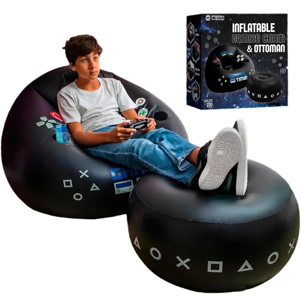 Creative Esports Gaming chair With Cup Holder side pockets Inflatable Furniture Black Style Gaming Chair Inflatable Sofa