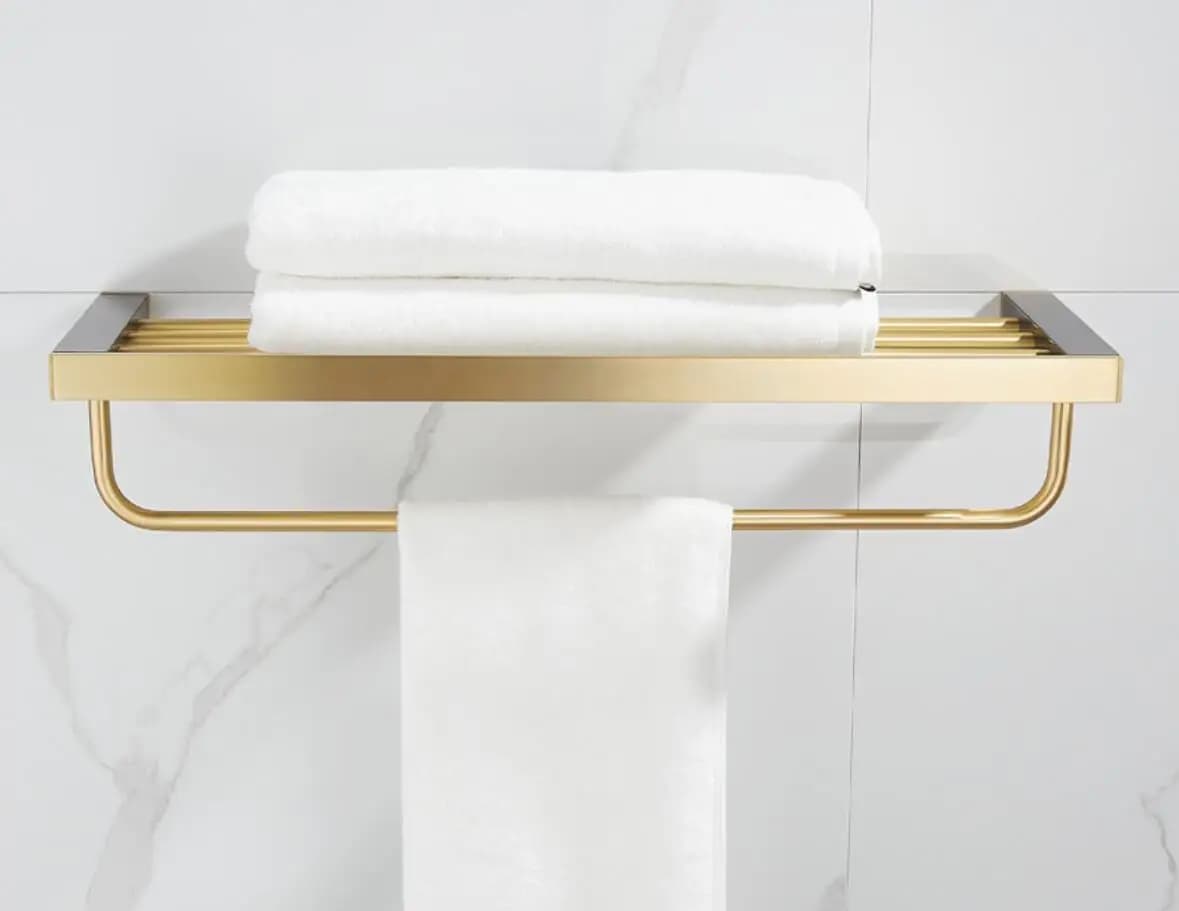 Set di accessori da bagno in ottone con marmo di lusso, kit portasciugamani e portasciugamani da 24 pollici
