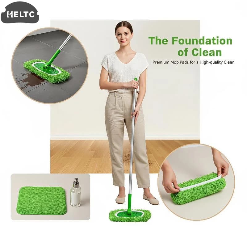2PCS Reusable Mop Pads with High Water Absorption and Ultra-fine Fiber Cleaning Pads That Can Firmly Adhere To Most Standard Mop