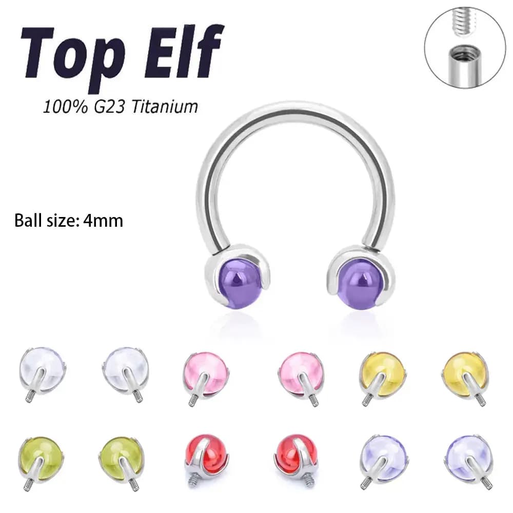 Wholesale G23 Titanium Piercing Crystal Ball With Interal Screw Body Jewelry For Nose Septum Daith Piercing
