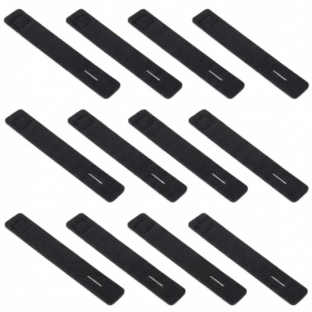 Set di 12 Cinghie Regolabili per Canne da Pesca, 24*3cm, Morbide, in Neoprene, 3 Colori, per Canne da Casting