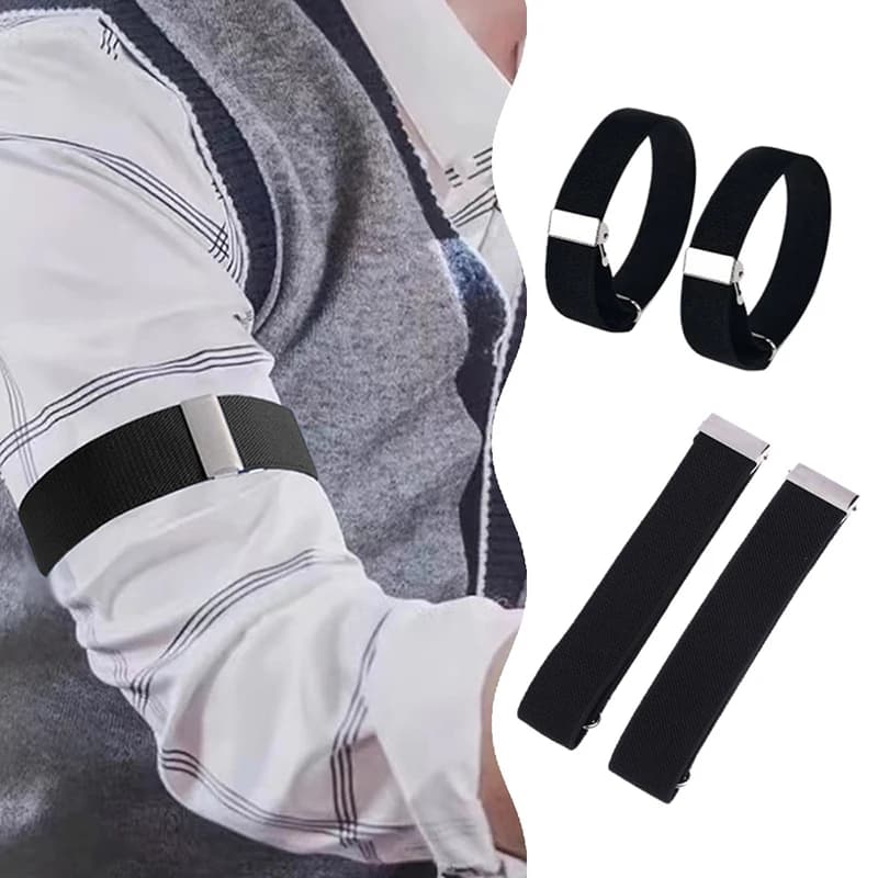 1 paio business elastico regolabile manica della camicia reggicalze fascia da braccio manica braccialetto antiscivolo polsino titolare fascia da braccio uomo donna
