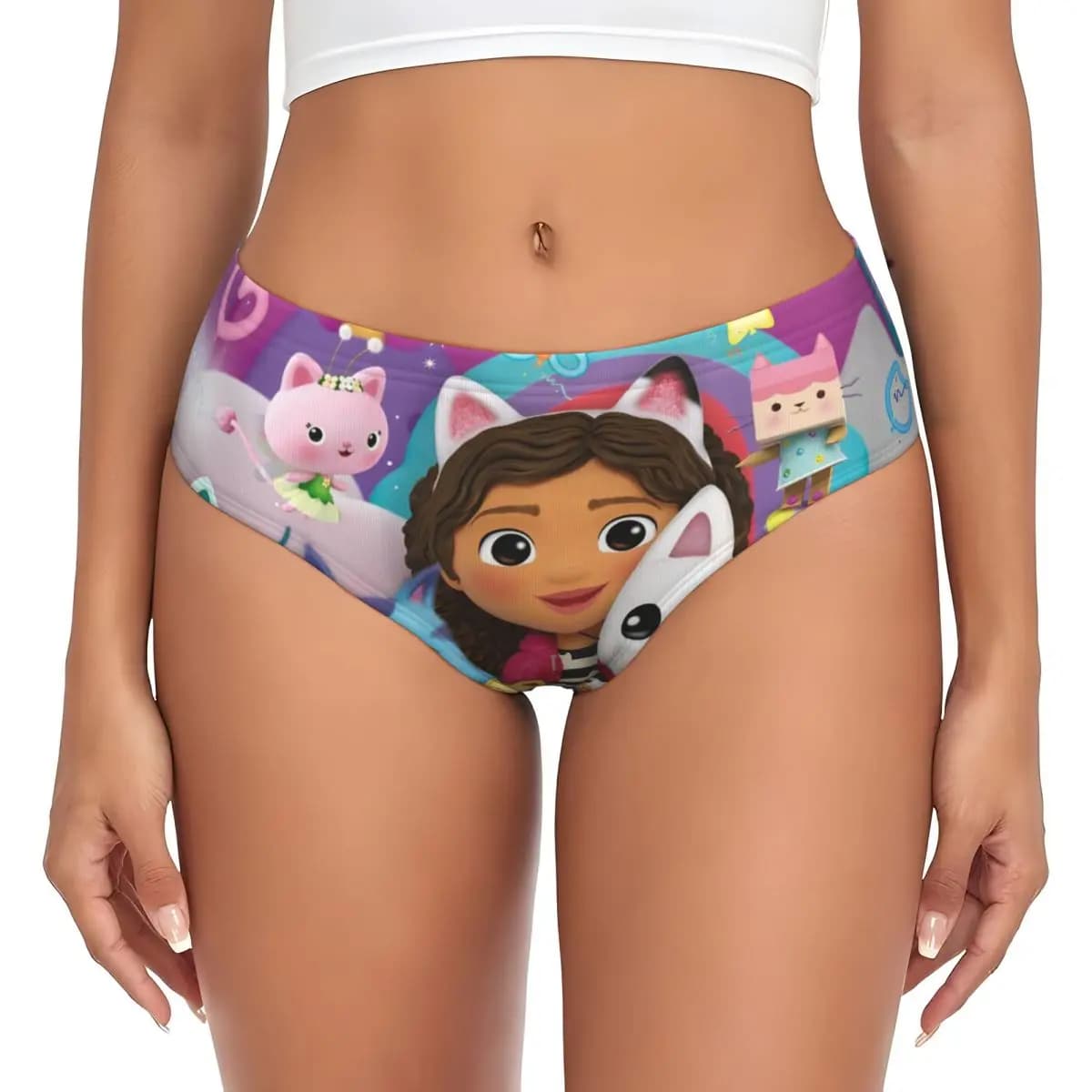 Mutandine Personalizzate con Cartoni Animati della Casa di Gabby, Biancheria Intima Traspirante da Donna, Regalo di San Valentino