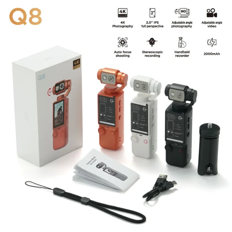 Videocamera Sportiva Portatile Q8 per Esterni con Autofocus Ultra-chiaro e Registrazione per Conferenze