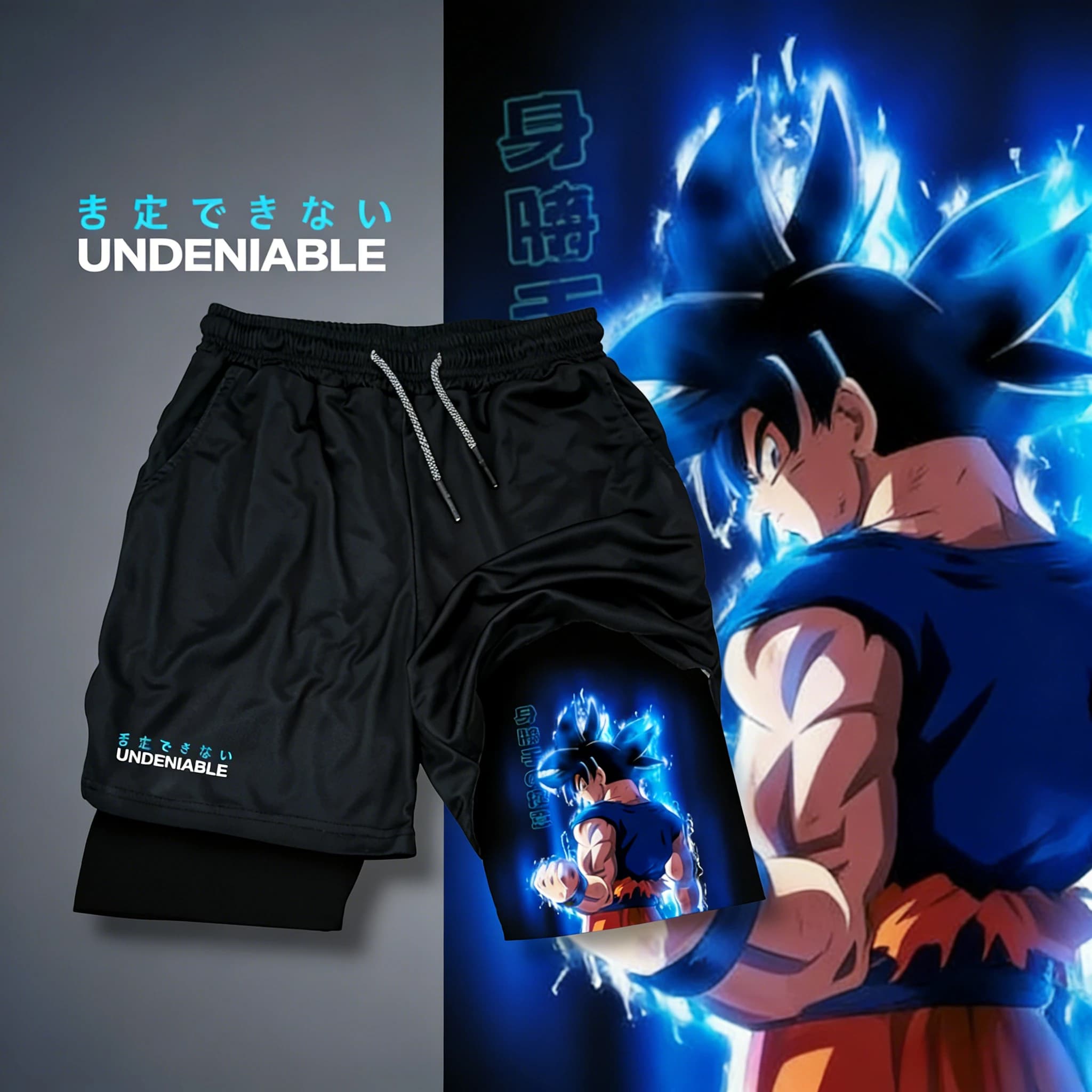 2026 Summer Dragon Ball Oversized 2-in-1 Shorts High Quality Cotton Goku Ultra Instinct Print Unisex Retro Casual for Adults