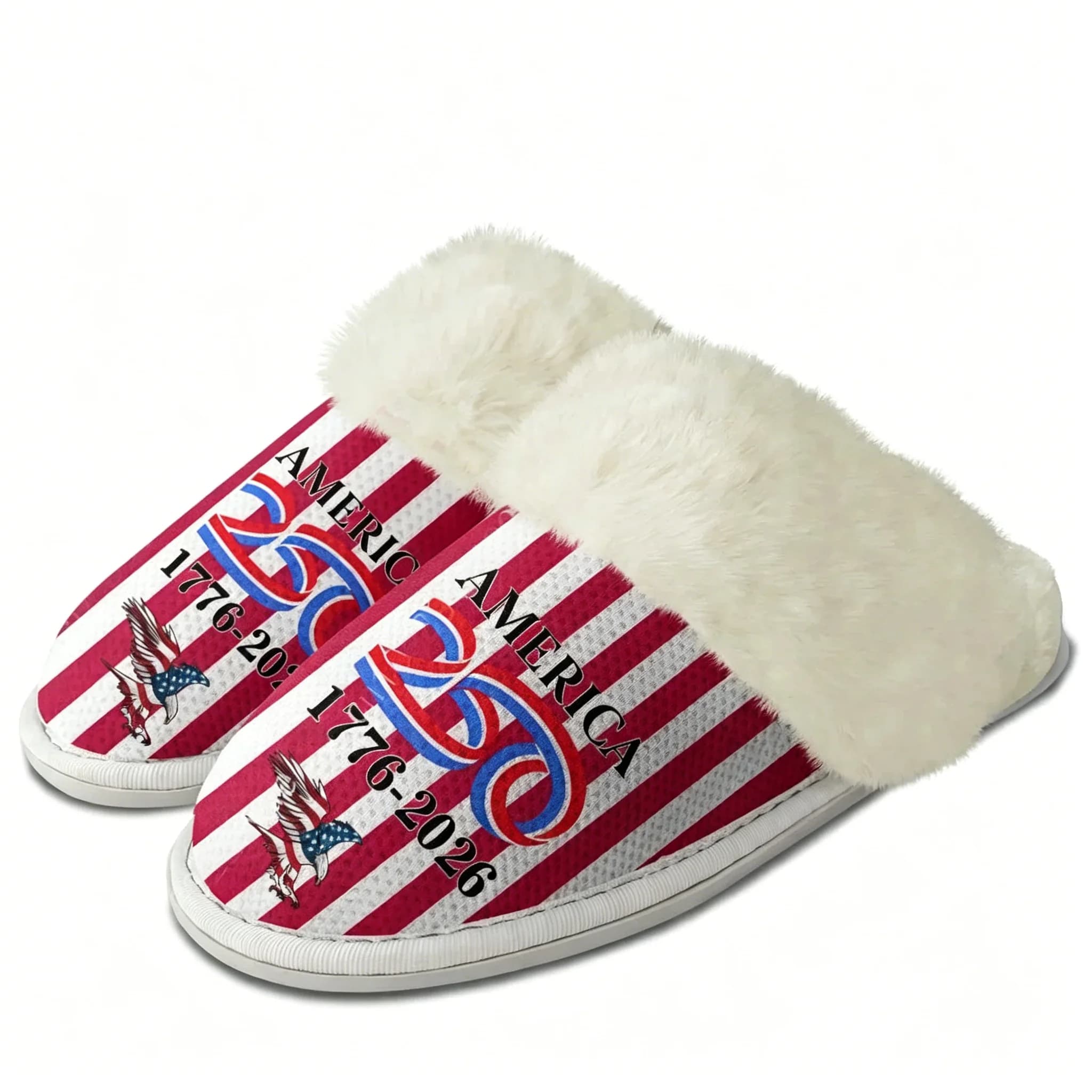 Pantofole in Peluche per il 250° Anniversario dell'America 1776-2026, Scarpe Calde Unisex, Copripiedi Morbidi in Cotone, Pantofole Termiche Personalizzate