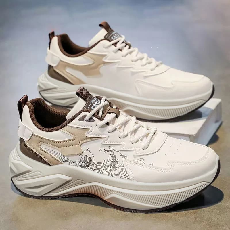 Scarpe Sportive da Uomo Primavera 2026 in Pelle con Suola Spessa Rialzata Casual per Esterni