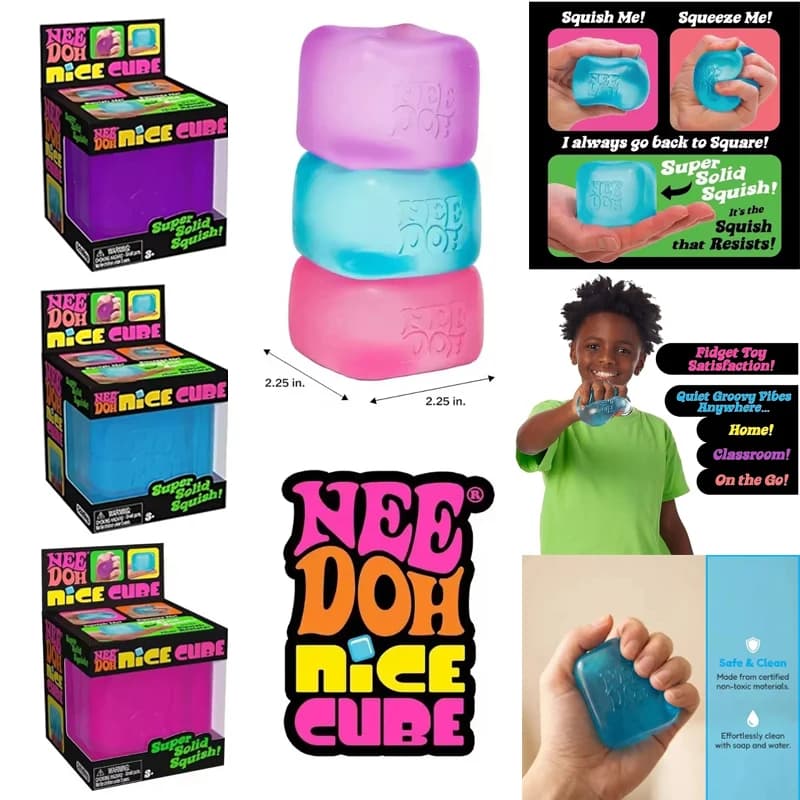 Disponibile. Squishy Schylling Needoh Nice Cube Antistress Sensoriale, Giocattolo Antistress per Bambini, Antiansia, da Spremere