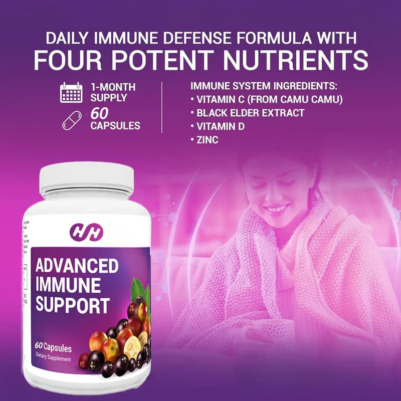 Advanced Supplement for Daily Immunite Support, Contains 60 Capsules of Vitamin C, Zinc and Sambuco