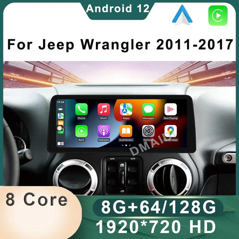 Android 12 8 + 128G Lettore multimediale per auto da 12,5 pollici Radio per Jeep Wrangler 2011-2021 CarPlay Navigazione GPS Touch Sceen A