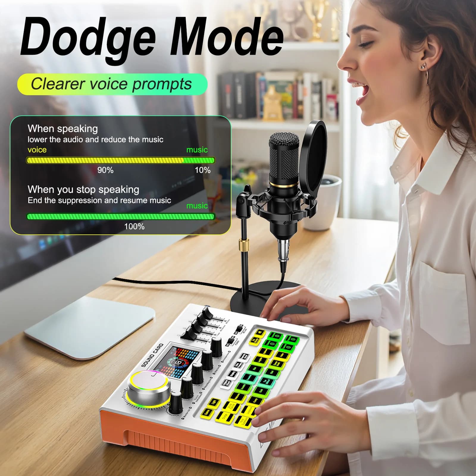 Tenlamp Podcast Microphone Bundle with Live Sound Card Audio Mixer, Sound Board with 3.5mm,Podcast Influencer KOL Singing Gaming DJ Mixing Station Controller Equipment Studio Professional Recording Electronic Music Power r Conditioner Karaoke Machine