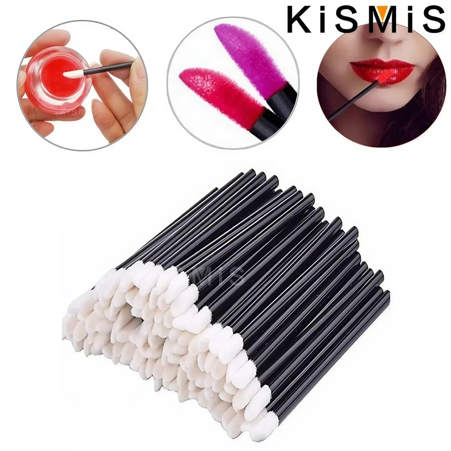 KISMIS 50 Pz Cotton Brush for Lips Eyelash Makeup Brushes Extension Eyelash Mascara Applicator Lipstick Set Cosmetic Makeup