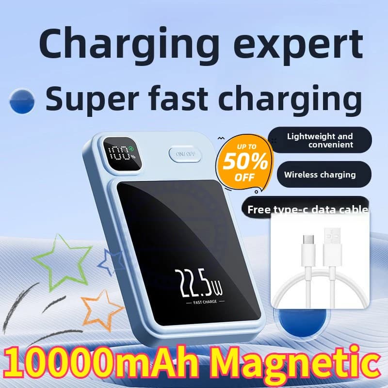 New 10000mAh Magnetic Wireless Power Bank Portable Fast Charging External Battery Charger for Xiaomi Huawei Apple Android Phones
