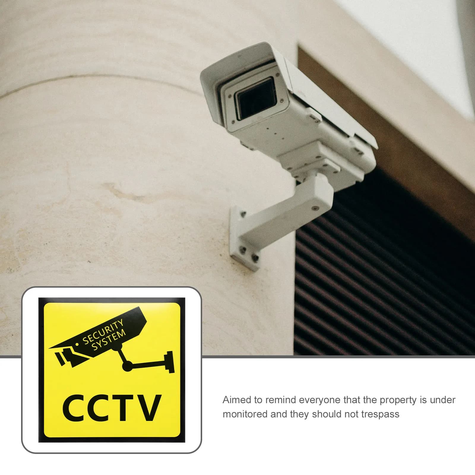 5 Pezzi Cartelli di Avvertimento per Proprietà, Adesivi Premium per Telecamere di Sicurezza, Uso Esterno e Interno, Forte Adesione, Segnaletica di Proibito l'Ingresso
