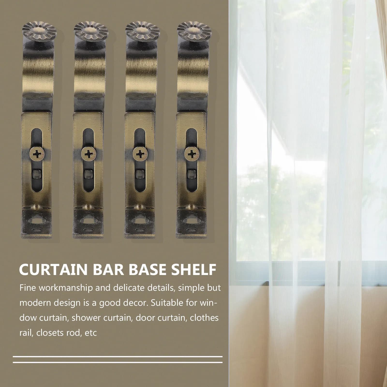 Set di 4 Supporti per Aste da Tenda, Design Semplice ed Elegante per Finestre, Porte Doccia, Armadi e Supporti per Stendibiancheria
