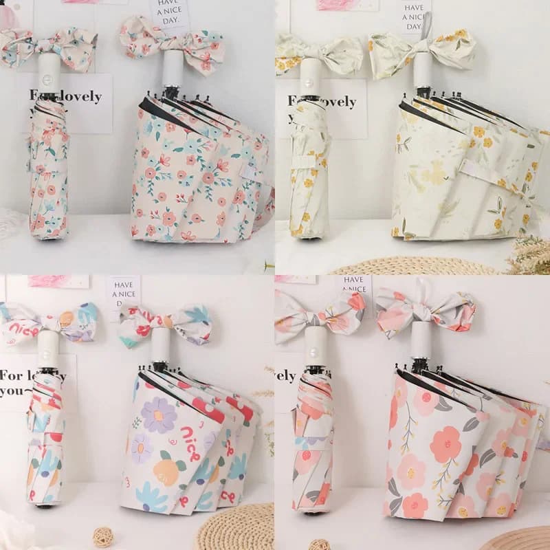 Automatic Umbrella Beautiful Flower Oil Painting Pattern Travel Portable Folding Umbrella Sunshade Rain Windproof Umbrella