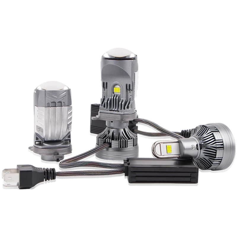 MO1U H4 Mini Lente per proiettore Fari per auto Luce alta e bassa 120W 6000K Bi Proiettore LED H4 Faro principale