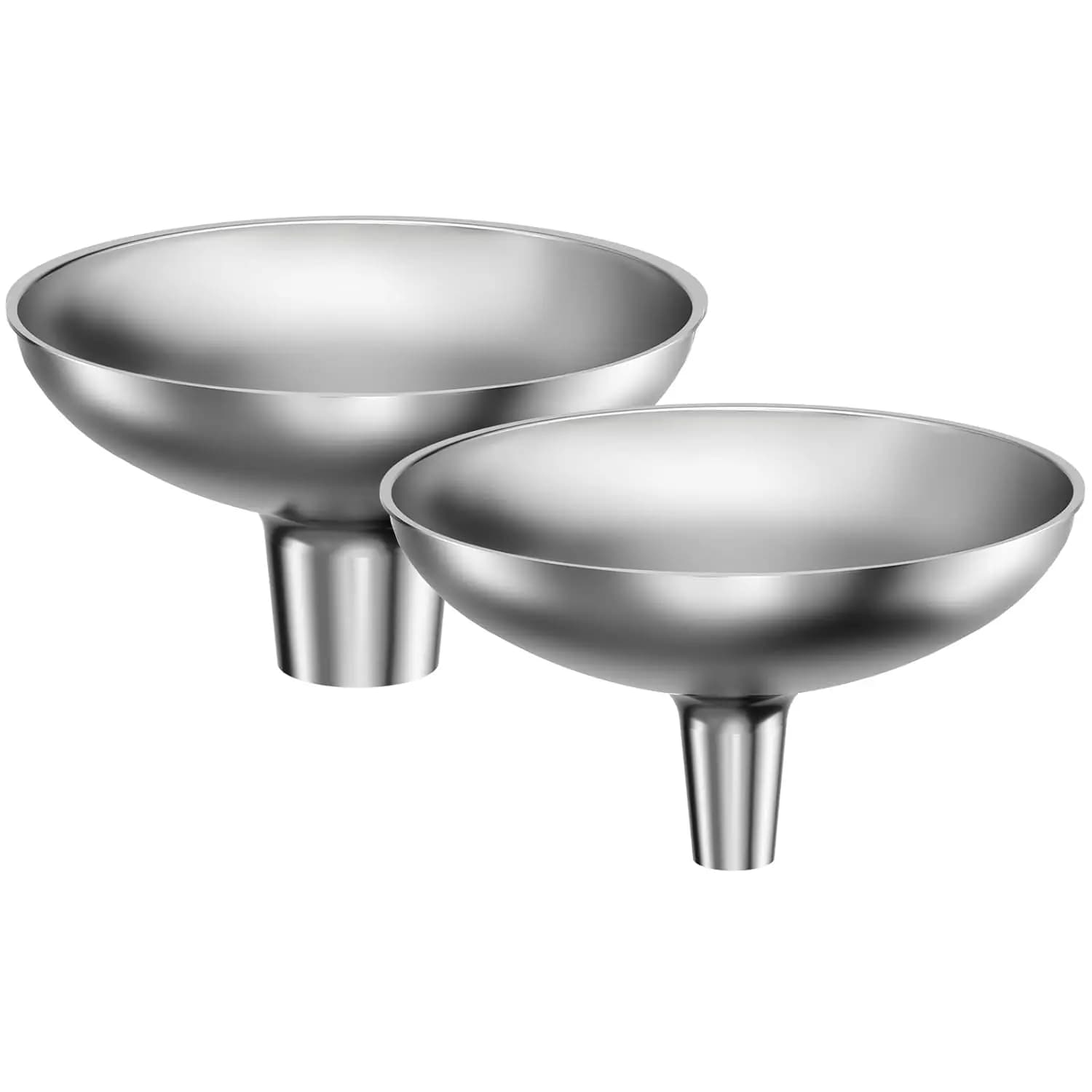Set di 2 Imbuti in Acciaio Inox con Bocca Larga e Piccola per Trasferimento di Olio, Spezie e Polveri in Cucina, Facili da Pulire