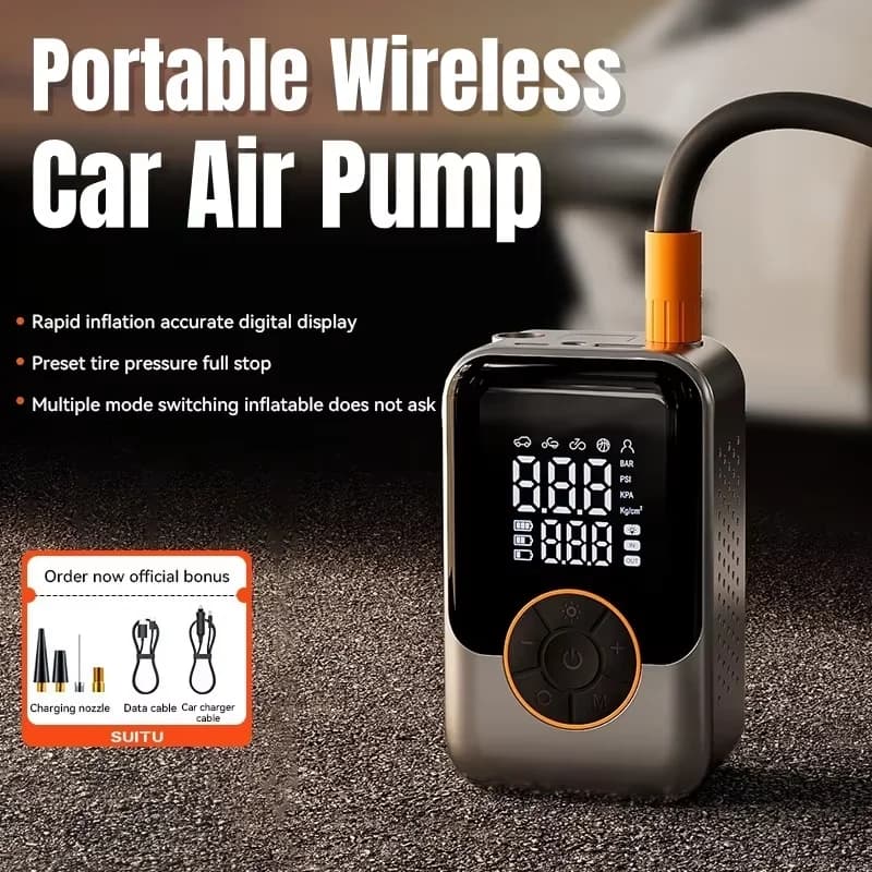 Pompa d'aria per auto senza fili Pompa d'aria wireless per pneumatici per auto a ricarica rapida Gonfiatore elettrico intelligente per pneumatici per auto, moto, bicicletta