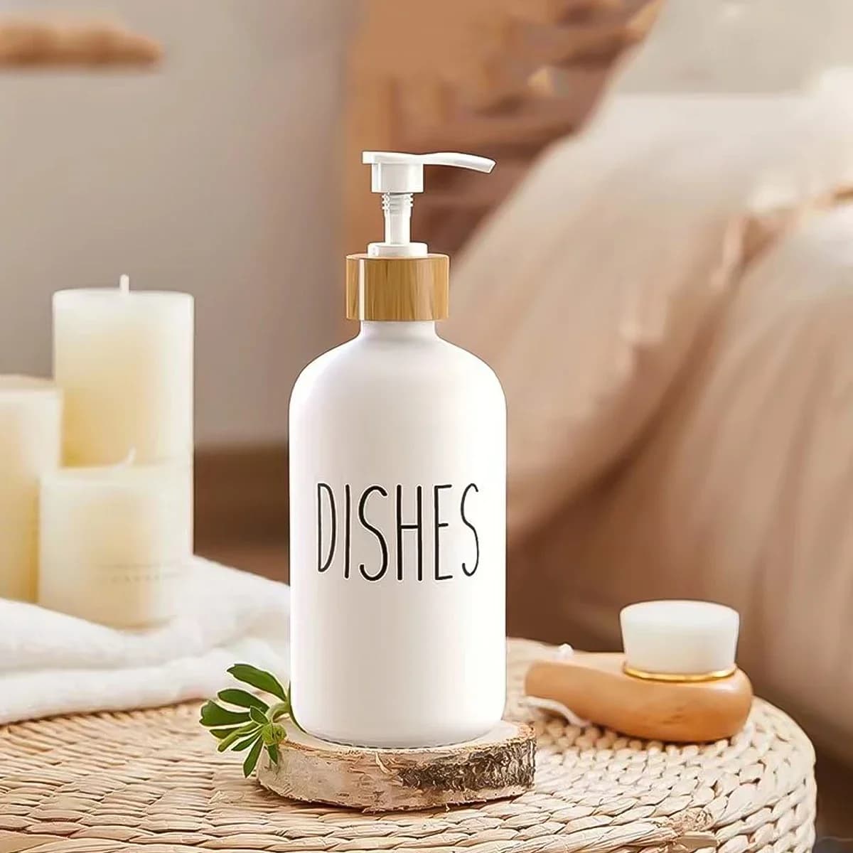 Leeseph Dispenser di Sapone, Dispenser di Sapone per Lavello da Cucina, Dispenser di Sapone per le Mani, Pompa per Piatto Decor per Bagno (Bottiglia Vuota)