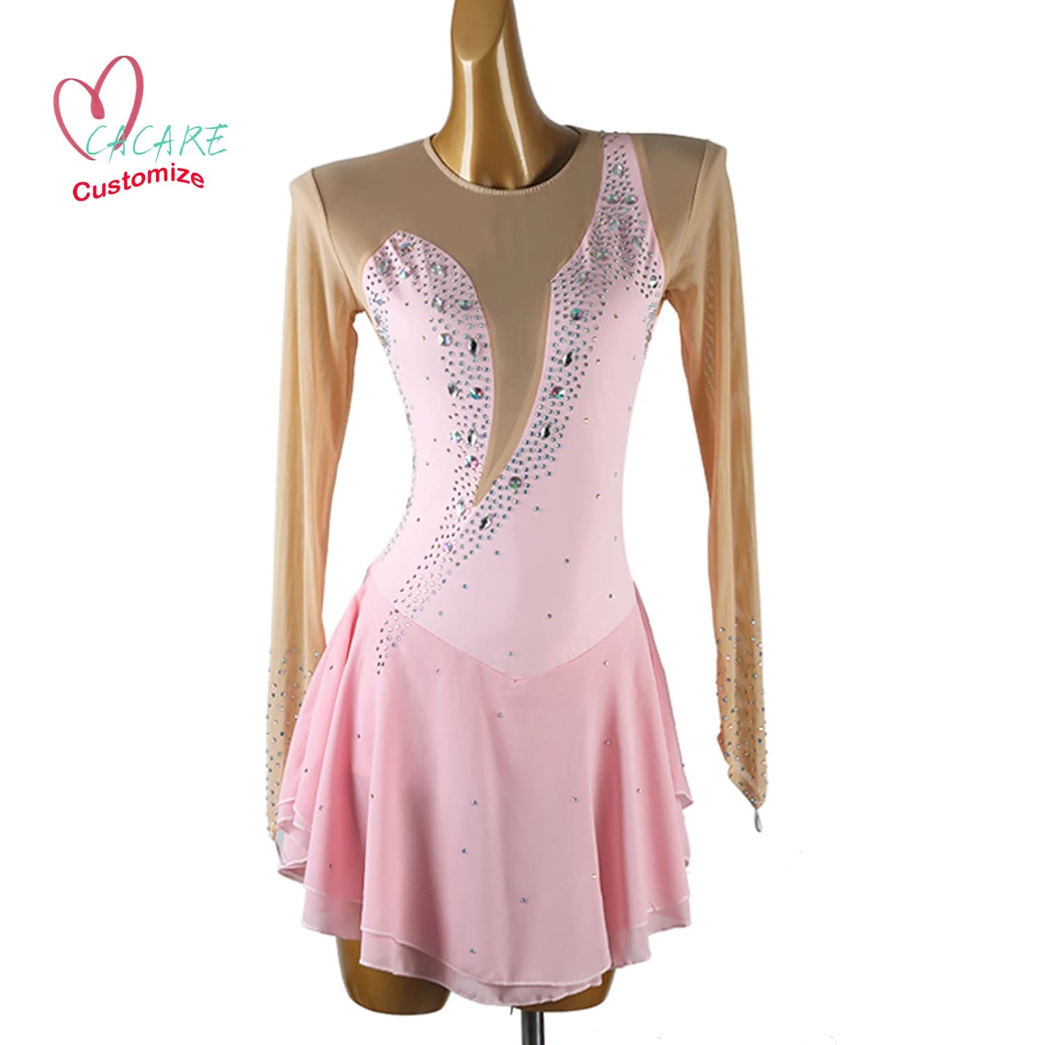 Vestito da pattinaggio di figura Abbigliamento da ballo Costume di scena Abbigliamento Ragazza Abbigliamento per bambini Vestito da pattinaggio su ghiaccio artistico Body da ballo Samba B003
