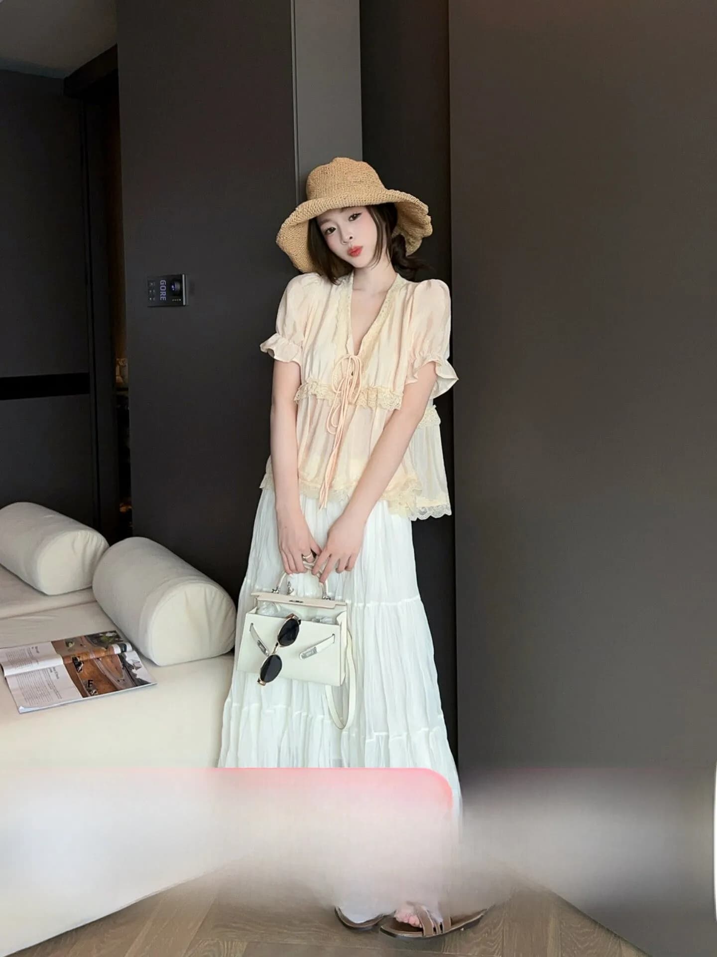 Fashionable Casual High Waist Women's Skirt Spring 2026 New Style Slimming Pleated A-Line Skirt Polyester Fiber Elastic Waist