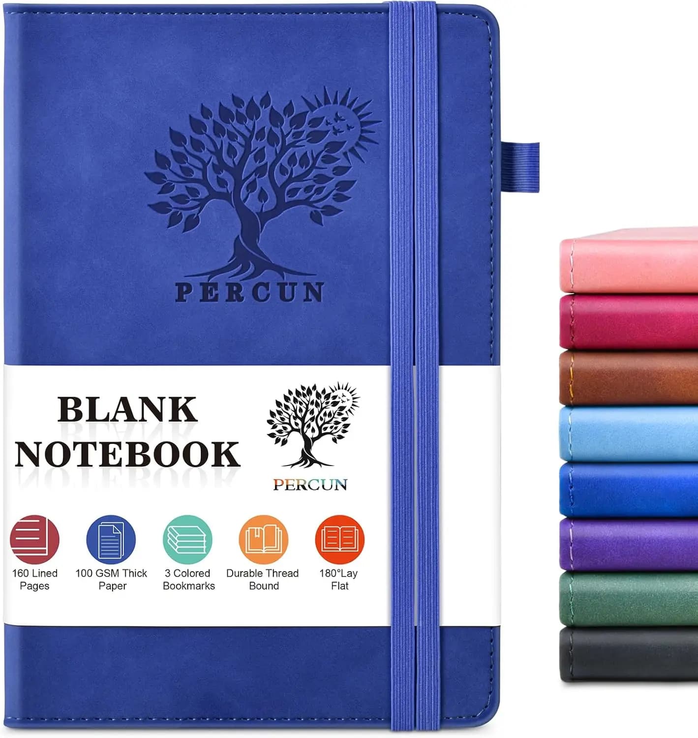 Blank Journal Notebook 160 Pages Leather Hardcover Sketchbook for Writing Drawing, 5.9" x 8.5" Unlined Notebook for Work School
