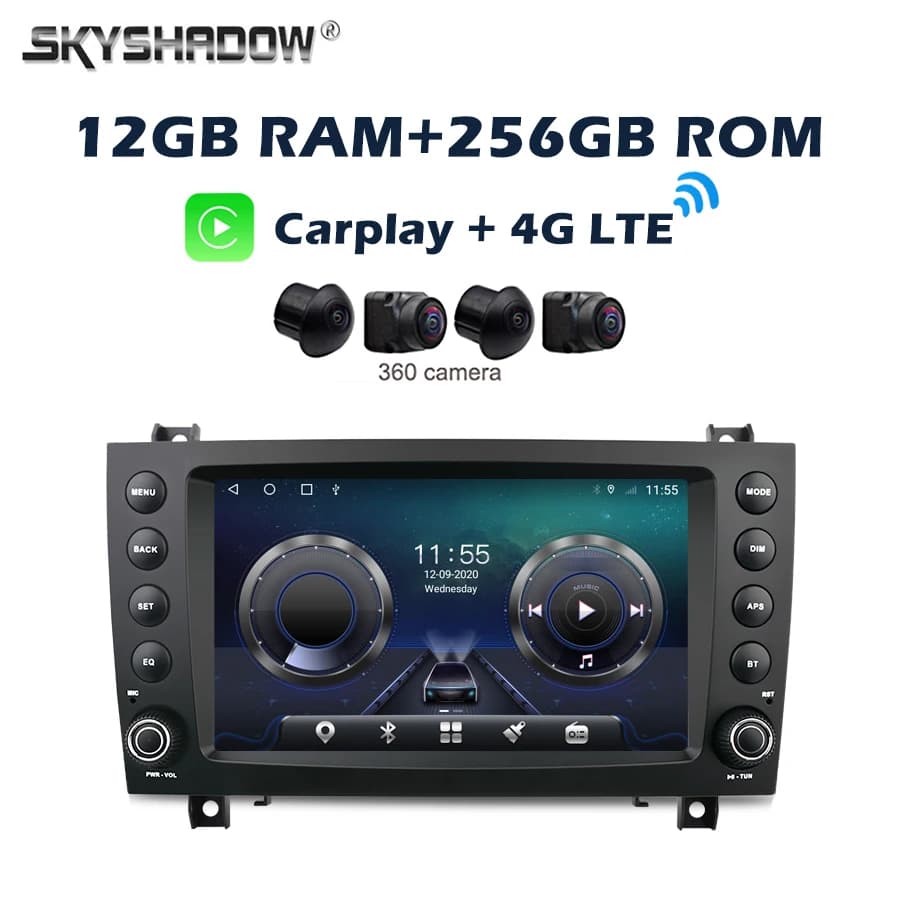 12G + 256G SIM Carplay Auto Android 14.0 IPS Lettore DVD per auto GPS Mappa WIFI Bluetooth Radio per Benz SLK 200K 300 280 350 2004-2009
