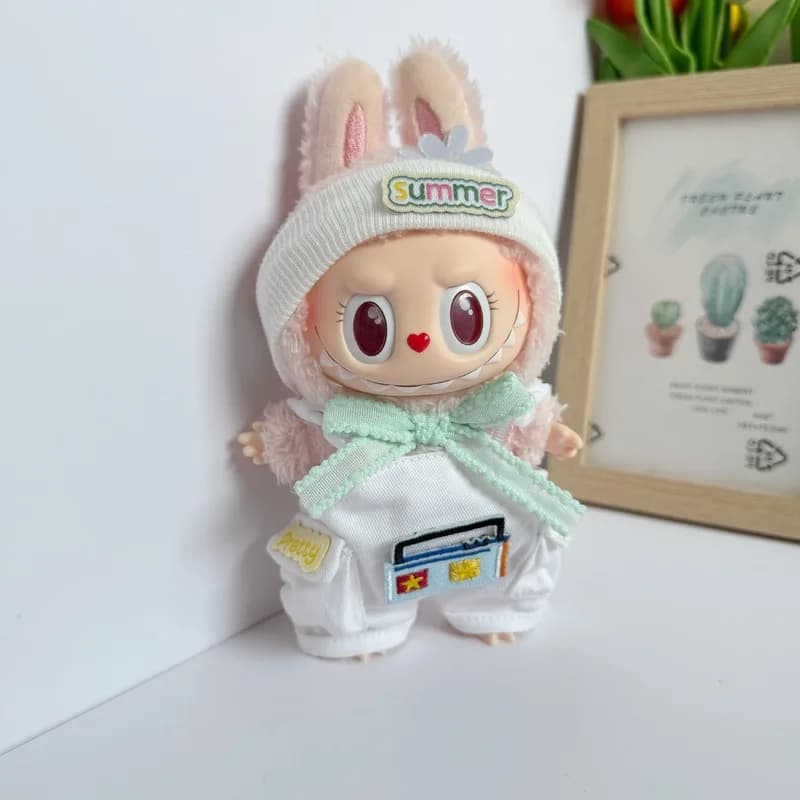 Per panni Labubu vestito estivo accessori per bambole scatola cieca appendiabiti per bambole decorazione tuta intercambiabile per bambole giocattolo