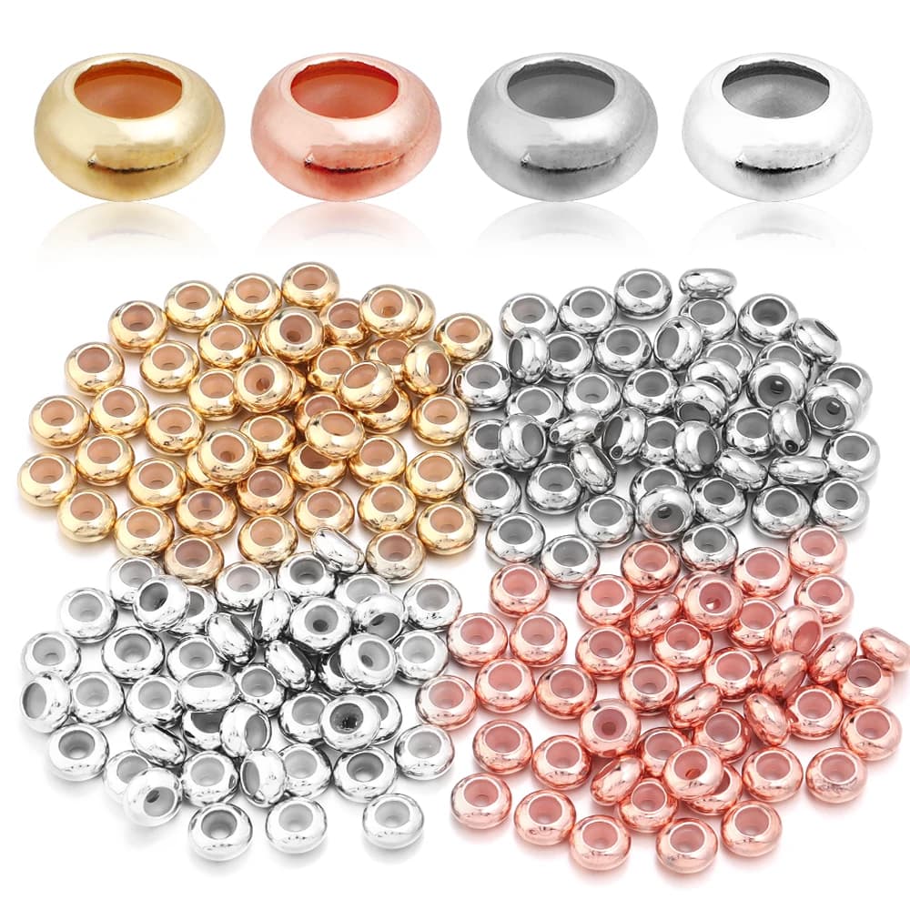 20pcs/lot 1/1.5/2/3mm Hole Size Copper With Silicone Inside Spacer Beads For Making Bracelet Necklace Jewelry Accessories
