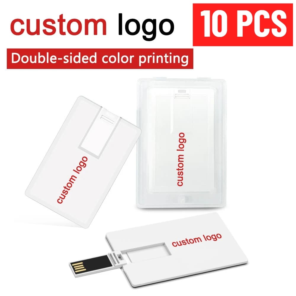 10 Pezzi Chiavetta USB 2.0 Personalizzata con Logo e Immagine, 128MB 4GB 8GB 16GB, Pendrive a Forma di Carta di Credito, Memoria USB Aziendale