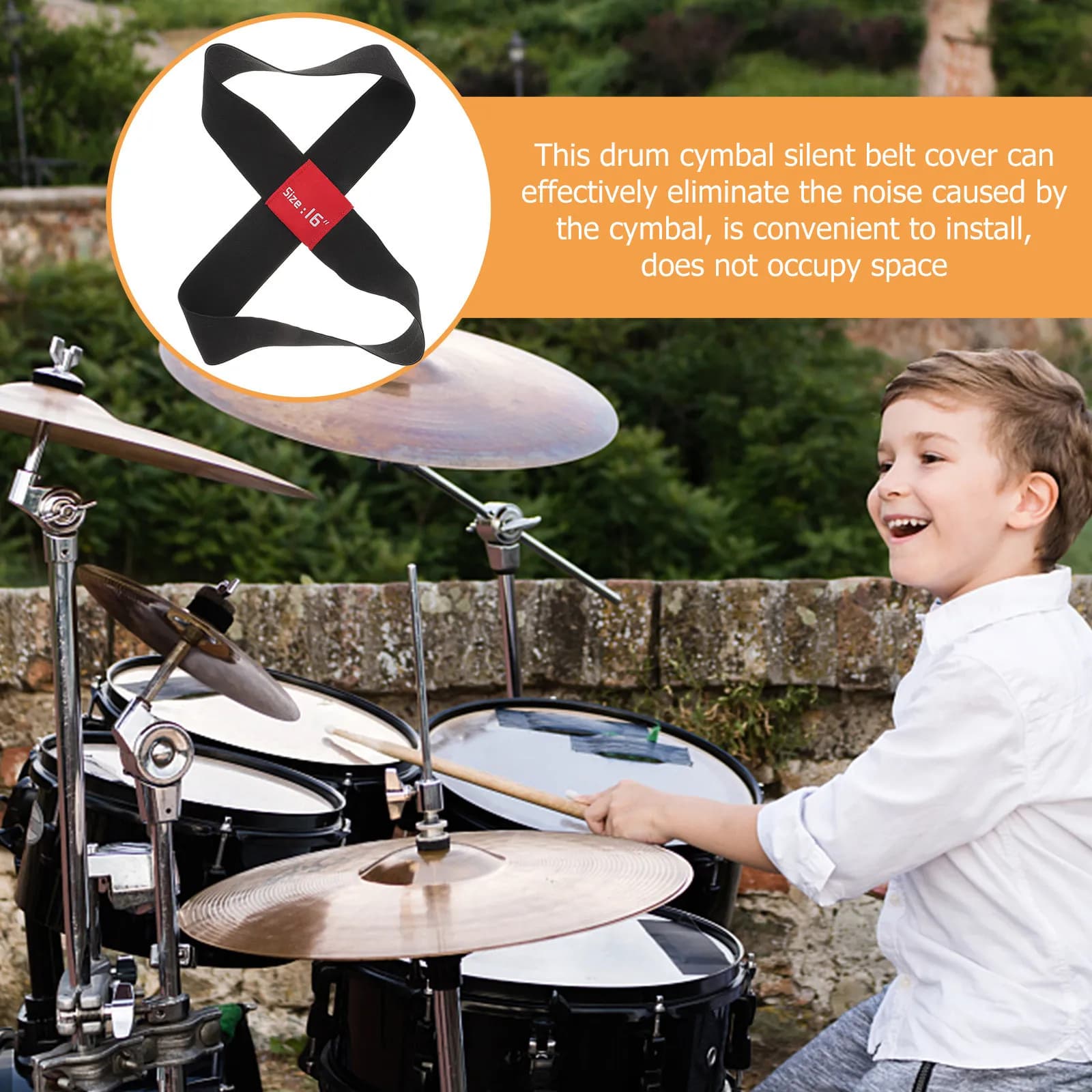 4Pcs Cymbal Mute Belt Pad for Drumming Practice Eliminates Overtones No Zone Restriction Natural Hit Feel Portable Drum
