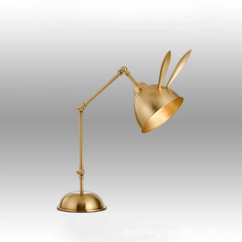Lampada da terra nordica creativa in metallo dorato con orecchie di coniglio, soggiorno, studio, ufficio, lampada da scrivania, camera da letto, lampada da tavolo per bambini di design