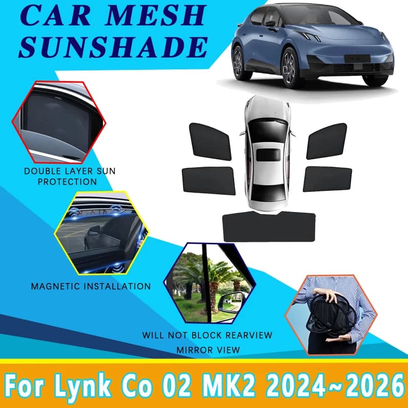 Auto Maglia Parasole Per Lynk Co 02 MK2 Z20 E335 2024 2025 2026 Parasole Magnetici Parabrezza Finestrino Laterale Visiera Strumenti Accessori