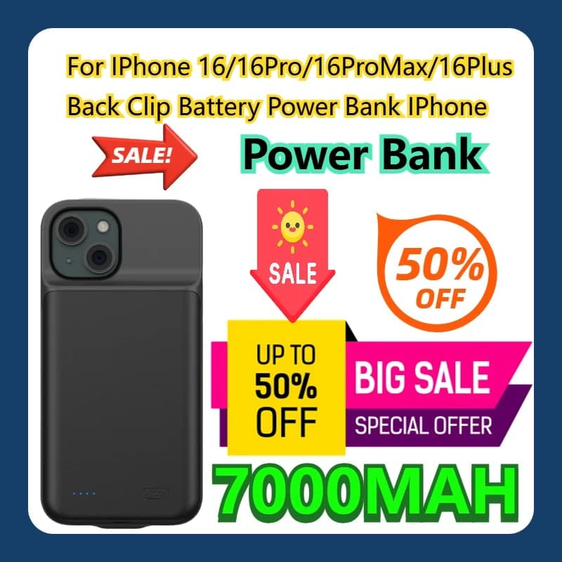 Per iPhone 16/16Pro/16ProMax/16Plus Batteria con clip posteriore Power Bank IPhone Power Bank