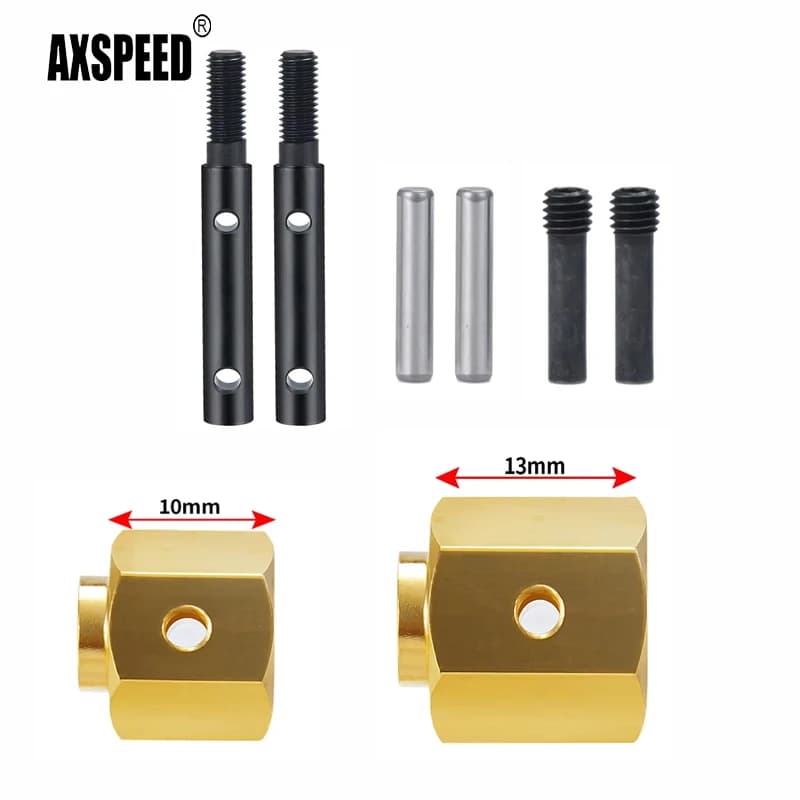 AXSPEED Extended 10mm/13mm Wheel Hub Adapter With Portal Axle Drive Gear Shaft for 1/10 RC Car Axial SCX10 III AXI03007 Wrangler