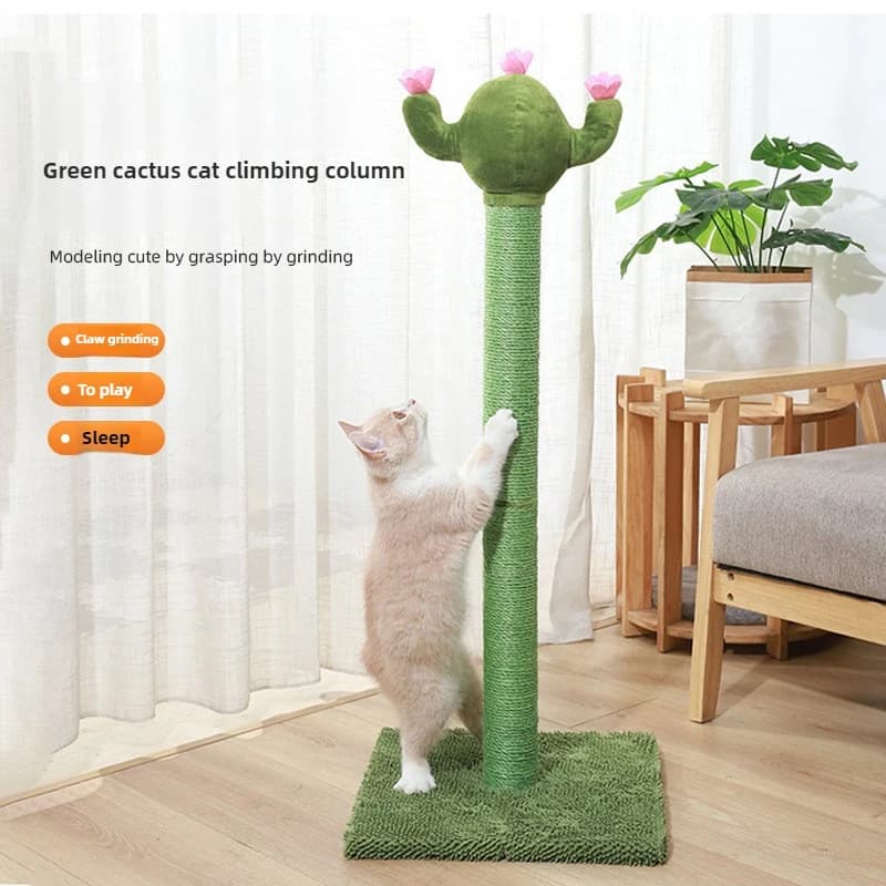 Tiragraffi per gatti con cactus in sisal Robusto soggiorno Camera da letto Albero per gatti Giocattolo per gatti durevole Resistente ai graffi Articolo auto-gioco