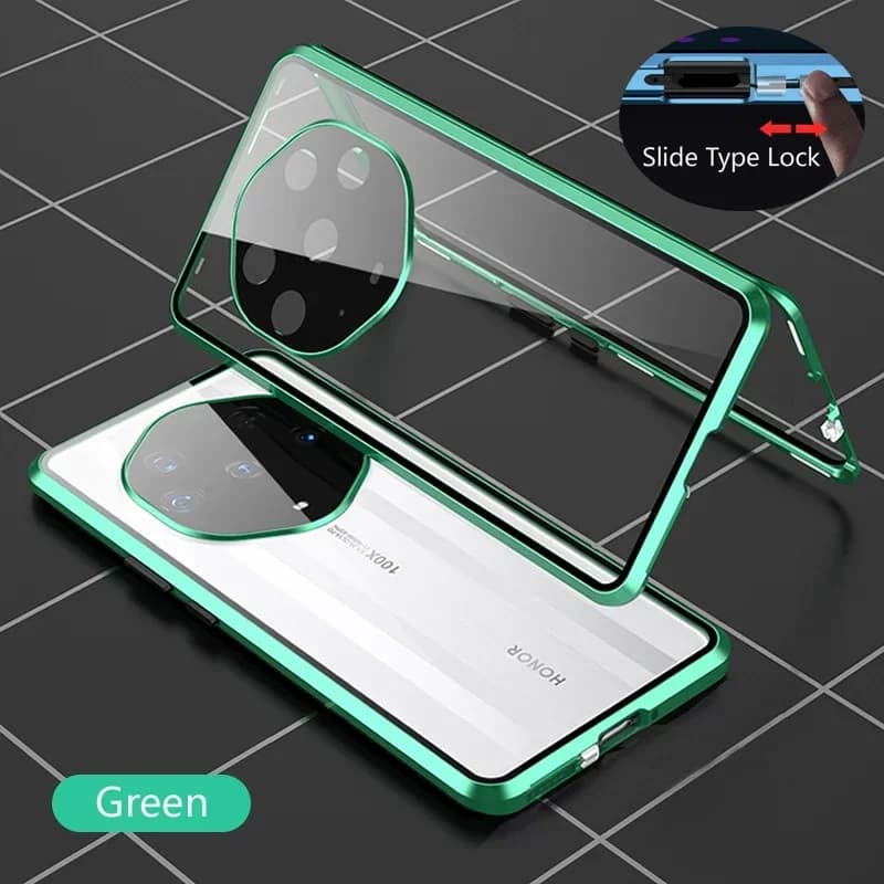 Custodia per telefono con magnete in metallo con vetro temperato a doppia faccia per Honor Magic 5 Ultimate 6 7 Pro 4 Lite 5G Custodia protettiva per obiettivo