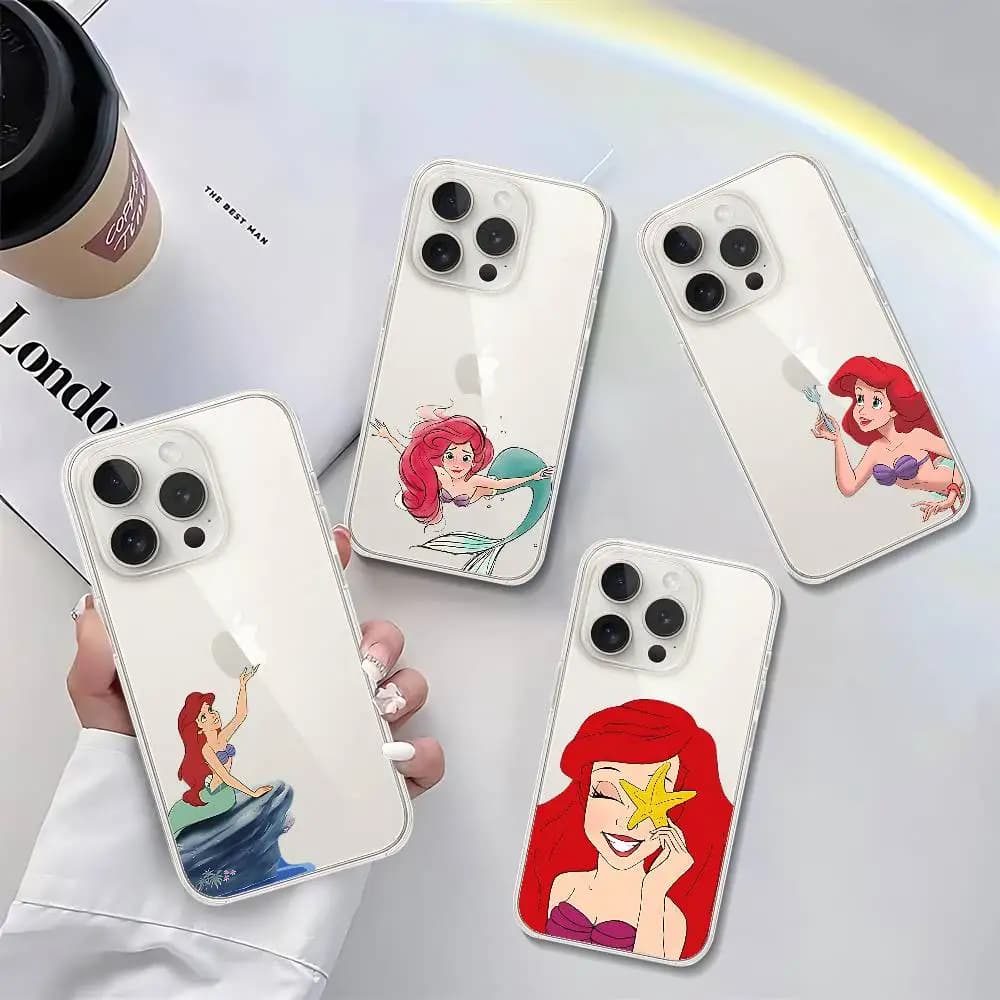 Carino Ariel The M-SermaidS Cassa Del Telefono Custodia Morbida Trasparente Per IPhone 17 16 15 14 13 12 11 Pro Max Mini Plus Caso Della Copertura